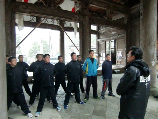 H27年 身延山久遠寺階段上り 峡南高校との合同練習 山梨県立甲府工業高等学校 應援團